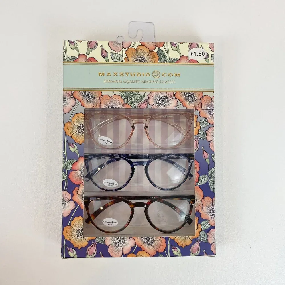 MaxStudio.com +1.50 Reading Glasses Brown Navy Blush